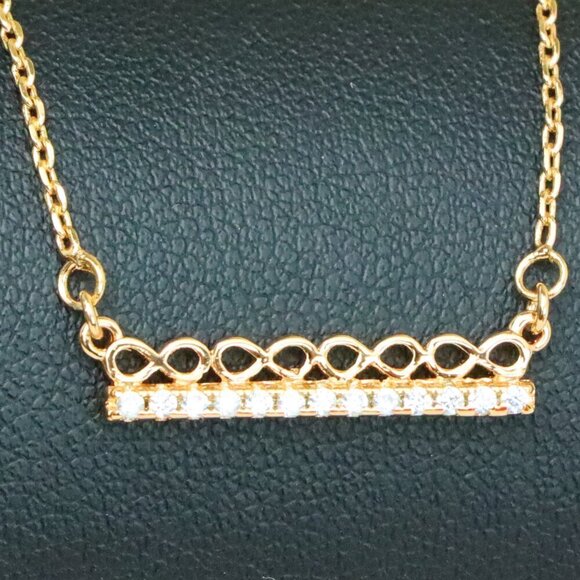 "Elegant Rose Gold Bar Necklace with Geometric Crystal Accent, XPNL1895 - Picture 1 of 13